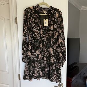 NWT Elan Black and Pink Floral Dress